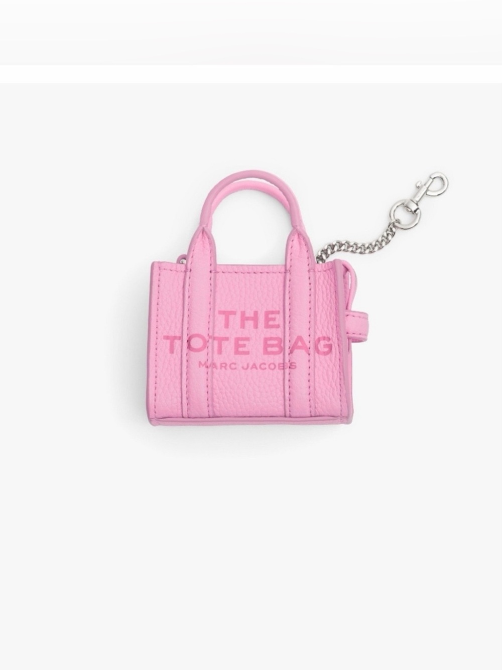 Marc Jacobs Nano Tote Candy Pink Fluro Mini Tote Bag Key Charm, NEW